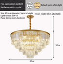 GobekUsa Crystal Gold Black LED Chandelier - Multi-Storey Modern Round Pendant Lamp