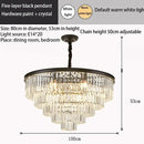GobekUsa Crystal Gold Black LED Chandelier - Multi-Storey Modern Round Pendant Lamp