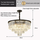 GobekUsa Crystal Gold Black LED Chandelier - Multi-Storey Modern Round Pendant Lamp