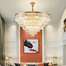 GobekUsa Crystal Gold Black LED Chandelier - Multi-Storey Modern Round Pendant Lamp