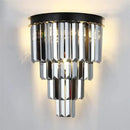 GobekUsa Crystal Gold Black LED Chandelier - Multi-Storey Modern Round Pendant Lamp