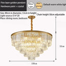 GobekUsa Crystal Gold Black LED Chandelier: Modern Multi-Storey Pendant Lamp Lighting