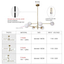 GobekUsa Glass Brass Chandelier: Nordic Modern Pendant Lights for Home, Living Room, Bedroom, Restaurant, Cafe