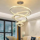 GobekUsa Gold Rings LED Chandelier: Modern Long Villa Staircase Pendant Lighting Fixtures