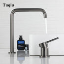 GobekUsa Gun Grey Bathroom Faucet with Super Long Pipe, 360° Rotating, Two Holes