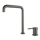 GobekUsa Gun Grey Bathroom Faucet with Super Long Pipe, 360° Rotating, Two Holes