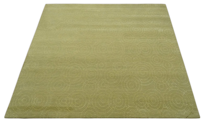 Modern Design Olive Hand loom 6x6 Square wool Area Rug