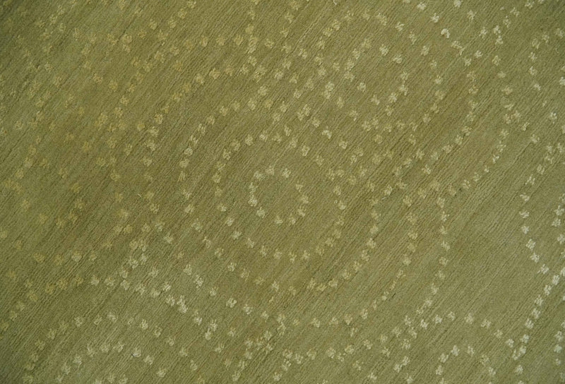 Modern Design Olive Hand loom 6x6 Square wool Area Rug
