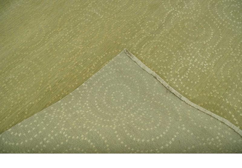 Modern Design Olive Hand loom 6x6 Square wool Area Rug