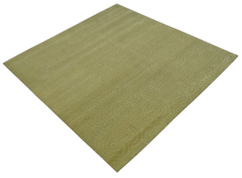 Modern Design Olive Hand loom 6x6 Square wool Area Rug