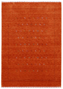 Modern Design Orange Hand Loomed Wool Area Rug