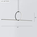 GobekUsa Modern Designer Line Art Pendant Ceiling Light with LED Island Lighting for Dining Room, Black Metallic Finish