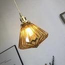 GobekUsa Diamond Amber Glass LED Pendant Lights - Nordic Modern Hanging Lamp