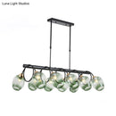 GobekUsa Modern Dimpled Glass Wine Cup Island Light with 6/8/10-Head Black Suspended Fixture – Blue/Green Ombre