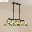 GobekUsa Modern Dimpled Glass Wine Cup Island Light with 6/8/10-Head Black Suspended Fixture – Blue/Green Ombre