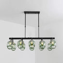 GobekUsa Modern Dimpled Glass Wine Cup Island Light with 6/8/10-Head Black Suspended Fixture – Blue/Green Ombre