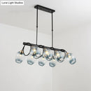 GobekUsa Modern Dimpled Glass Wine Cup Island Light with 6/8/10-Head Black Suspended Fixture – Blue/Green Ombre
