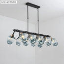 GobekUsa Modern Dimpled Glass Wine Cup Island Light with 6/8/10-Head Black Suspended Fixture – Blue/Green Ombre