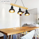 GobekUsa Modern Dome Island Lighting - 2/3 Heads, Black/White Metal Pendant Light with Wooden Beam for Kitchen