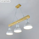 GobekUsa Modern Dome Island Lighting - 2/3 Heads, Black/White Metal Pendant Light with Wooden Beam for Kitchen