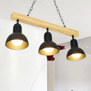 GobekUsa Modern Dome Island Lighting - 2/3 Heads, Black/White Metal Pendant Light with Wooden Beam for Kitchen