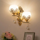 GobekUsa Modern Dome Wall Sconce with Swirled Arm - Crystal Accent Lighting - Gold Finish, 2 Lights