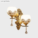GobekUsa Modern Dome Wall Sconce with Swirled Arm - Crystal Accent Lighting - Gold Finish, 2 Lights