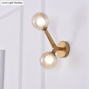 GobekUsa Modern Double Globe Wall Lamp - Glass Shade Sconce Light Fixture in Gold/Black Finish for Corridor