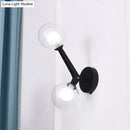 GobekUsa Modern Double Globe Wall Lamp - Glass Shade Sconce Light Fixture in Gold/Black Finish for Corridor