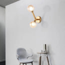 GobekUsa Modern Double Globe Wall Lamp - Glass Shade Sconce Light Fixture in Gold/Black Finish for Corridor
