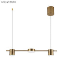 GobekUsa Modern Drum Aluminum Island Pendant Ceiling Light Fixture in Black/Gold with Warm/White Lighting, 3/5-Head Design
