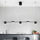 GobekUsa Modern Drum Aluminum Island Pendant Ceiling Light Fixture in Black/Gold with Warm/White Lighting, 3/5-Head Design