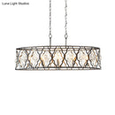 GobekUsa Modern Drum Frame Island Pendant Light | Black Metal with Crystal Block Accent | 8 Bulbs Suspension Lamp