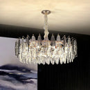 GobekUsa Modern Drum Pendant Light with Clear K9 Crystal - 9 Head Island Lighting for Living Room