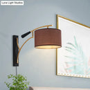 GobekUsa Modern Drum Shade Wall Lamp - 1 Head Fabric Wall Lighting for Bedroom in Flaxen/Coffee