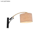 GobekUsa Modern Drum Shade Wall Lamp - 1 Head Fabric Wall Lighting for Bedroom in Flaxen/Coffee