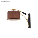 GobekUsa Modern Drum Shade Wall Lamp - 1 Head Fabric Wall Lighting for Bedroom in Flaxen/Coffee