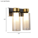 GobekUsa Modern Dual Cylinder Brass Sconce Light Fixture with Clear Glass - 2 Bulbs, LED Wall Mount Lamp