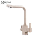 GobekUsa Dual Outlet Gold Kitchen Faucet for Purified Water Hot & Cold Basin Sink