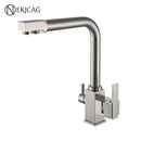 GobekUsa Dual Outlet Gold Kitchen Faucet for Purified Water Hot & Cold Basin Sink