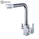 GobekUsa Dual Outlet Gold Kitchen Faucet for Purified Water Hot & Cold Basin Sink