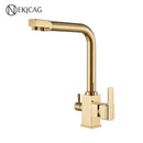 GobekUsa Dual Outlet Gold Kitchen Faucet for Purified Water Hot & Cold Basin Sink
