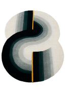 Modern Eclipse Curve Black Hand Tufted 4x6 Wool Rug