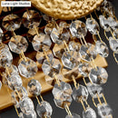 GobekUsa Modern Egg Shaped Wall Mount Light with 2 Metal Lights - Golden Sconce Lighting, Clear Crystal Draping