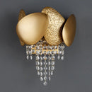 GobekUsa Modern Egg Shaped Wall Mount Light with 2 Metal Lights - Golden Sconce Lighting, Clear Crystal Draping