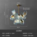 GobekUsa Elegant Blue Copper LED Flower Ceiling Chandelier for Living Dining Bedroom & Salon