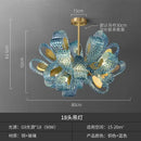 GobekUsa Elegant Blue Copper LED Flower Ceiling Chandelier for Living Dining Bedroom & Salon
