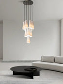 GobekUsa Elegant White Glass Cup Chandeliers for Luxe Living Room