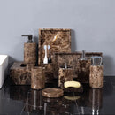 GobekUsa Emperador Dark Marble Bathroom Set: Toothbrush Holder, Soap Dish, Soap Dispenser