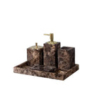 GobekUsa Emperador Dark Marble Bathroom Set: Toothbrush Holder, Soap Dish, Soap Dispenser